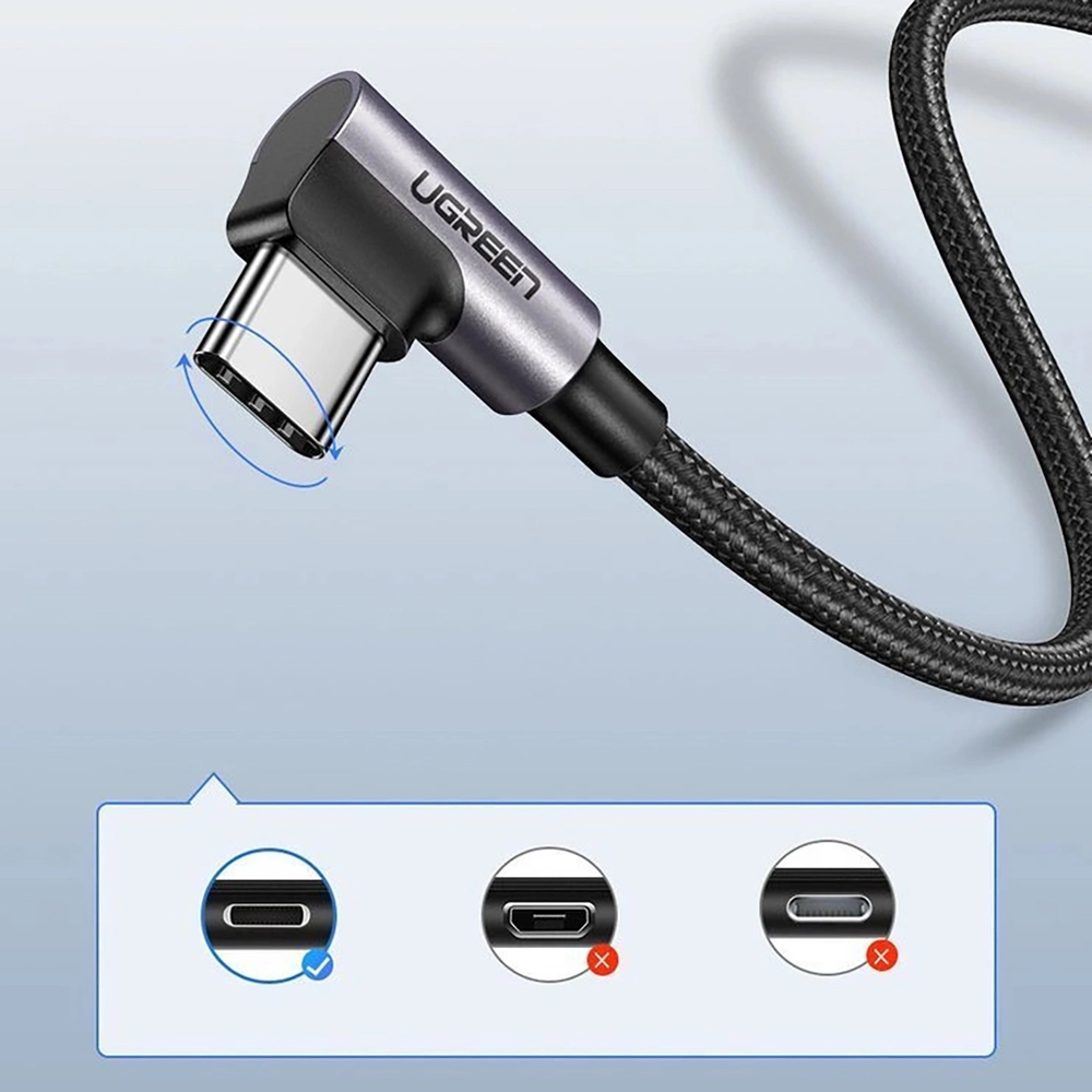 Kampinis USB-C laidas UGREEN US284 3A 3m