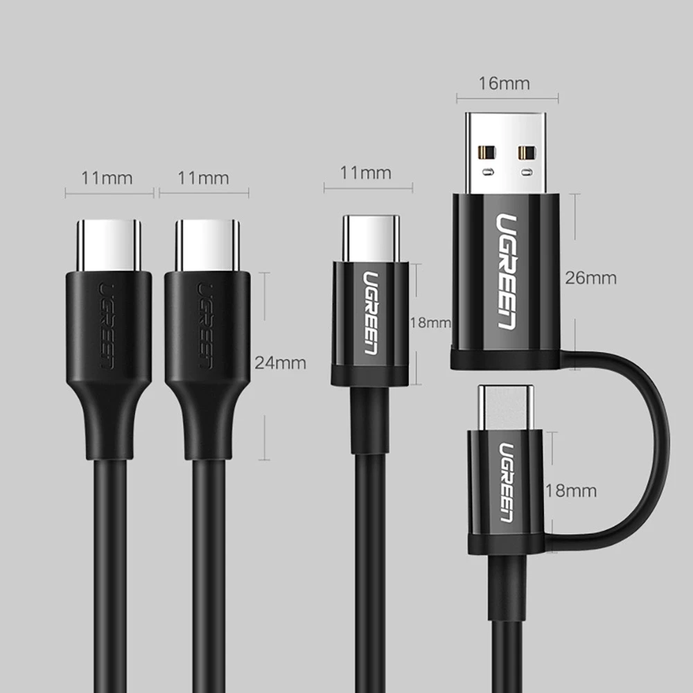 UGREEN paauksuotas USB-C kabelis 1.5m