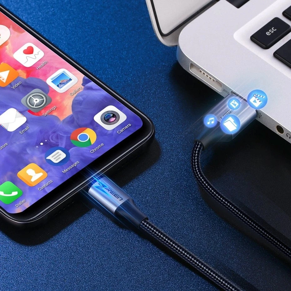 Nikeliu dengtas USB-C kabelis QC3.0 UGREEN 0.25m