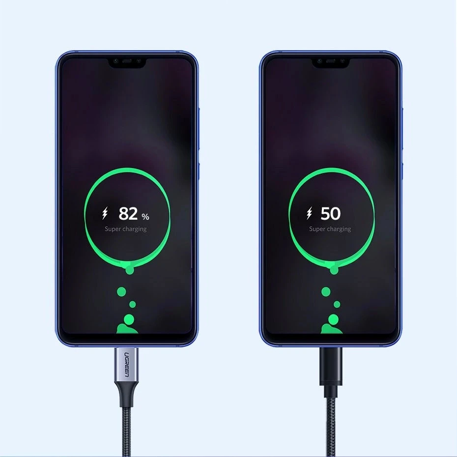 Nikeliu dengtas USB-C kabelis QC3.0 UGREEN 0.25m