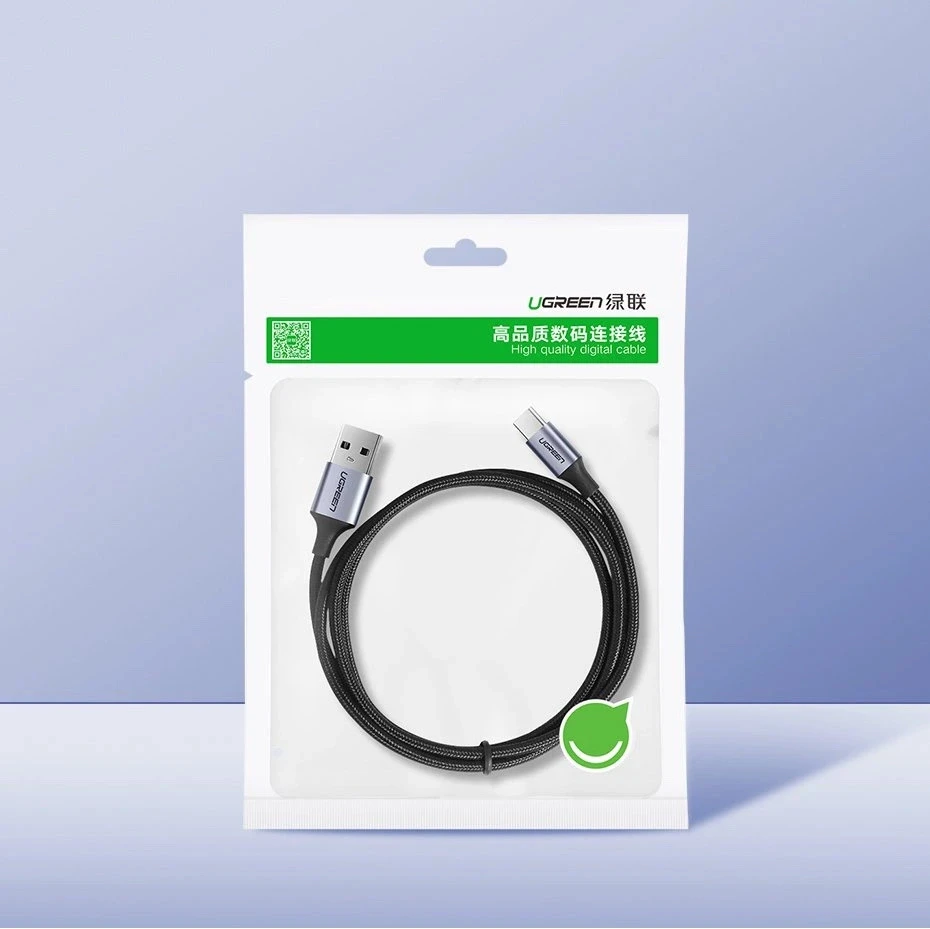 Nikeliu dengtas USB-C kabelis QC3.0 UGREEN 0.25m