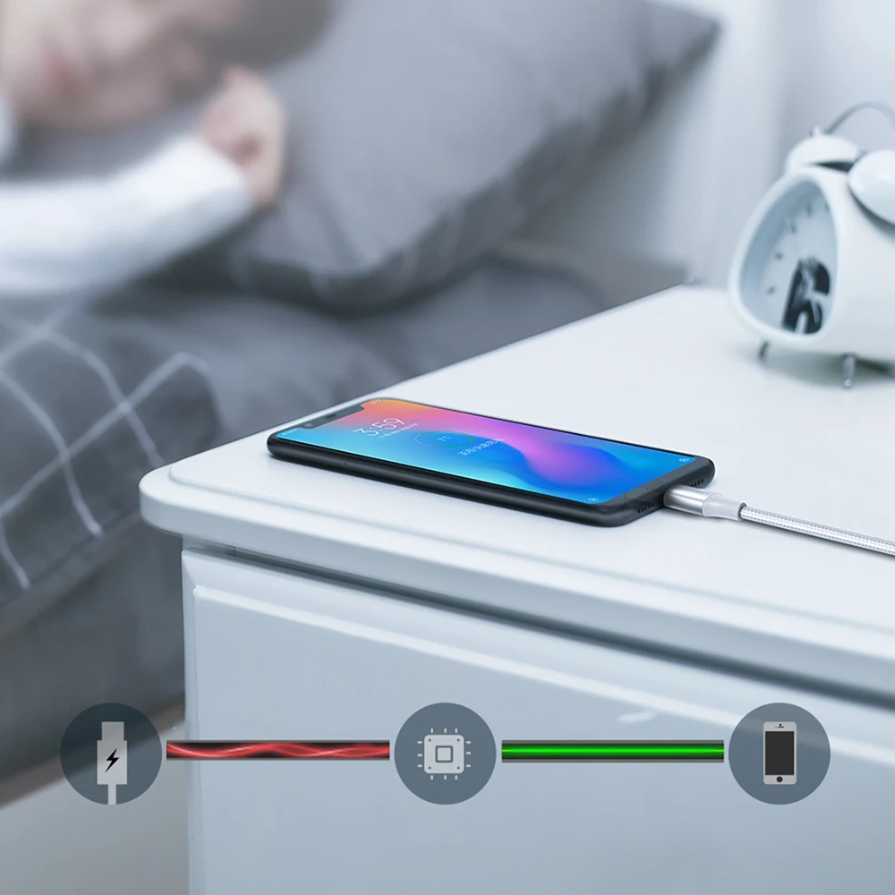UGREEN nikeliu dengtas USB-C kabelis QC3.0 1m
