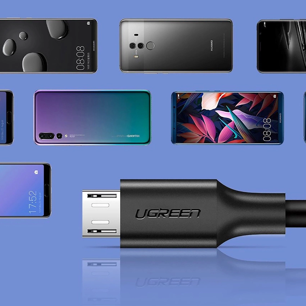 UGREEN micro USB kabelis QC 3.0 2.4A 0.25m - Juoda