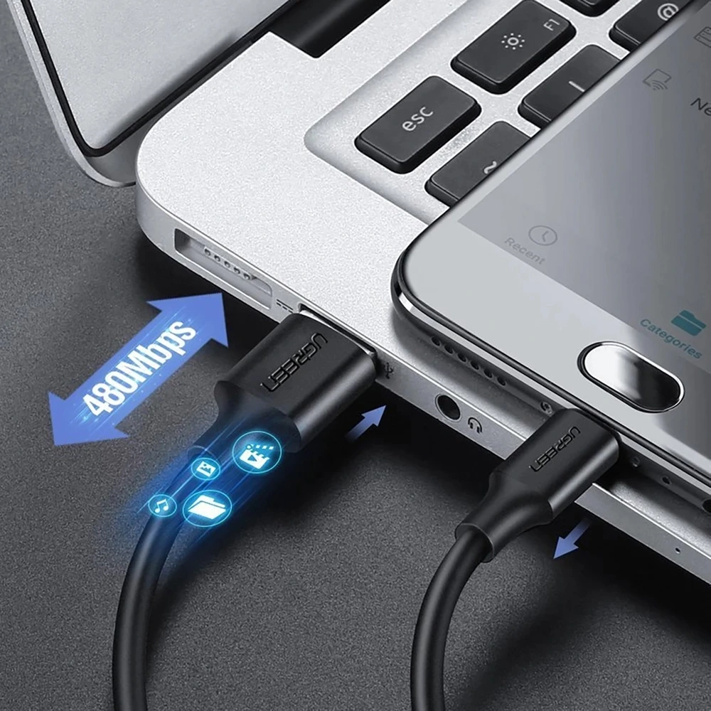 UGREEN mikro USB laidas QC 3.0 2.4A 0.5m