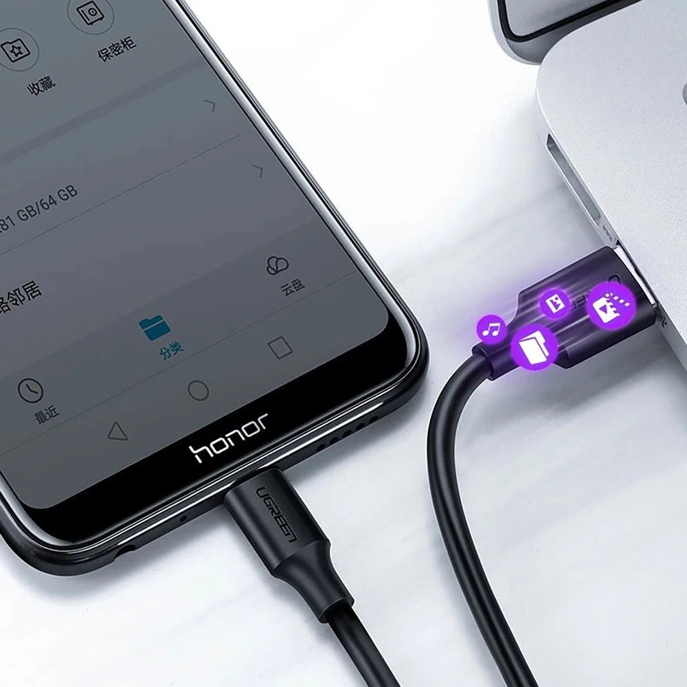 UGREEN mikro USB laidas QC 3.0 2.4A 0.5m