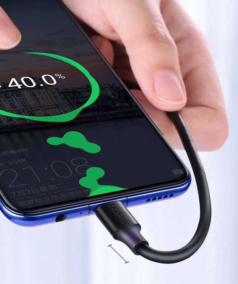 UGREEN micro USB kabelis QC 3.0 2.4A 1.5m - Juodas