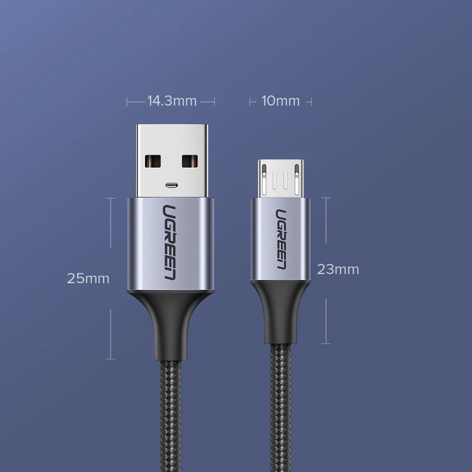Laidas USB - Micro USB UGREEN US290 QC 3.0 2.4A 1m (juodas)