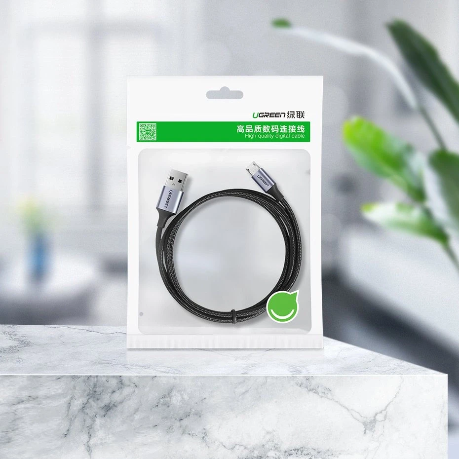 Laidas USB - Micro USB UGREEN US290 QC 3.0 2.4A 1m (juodas)