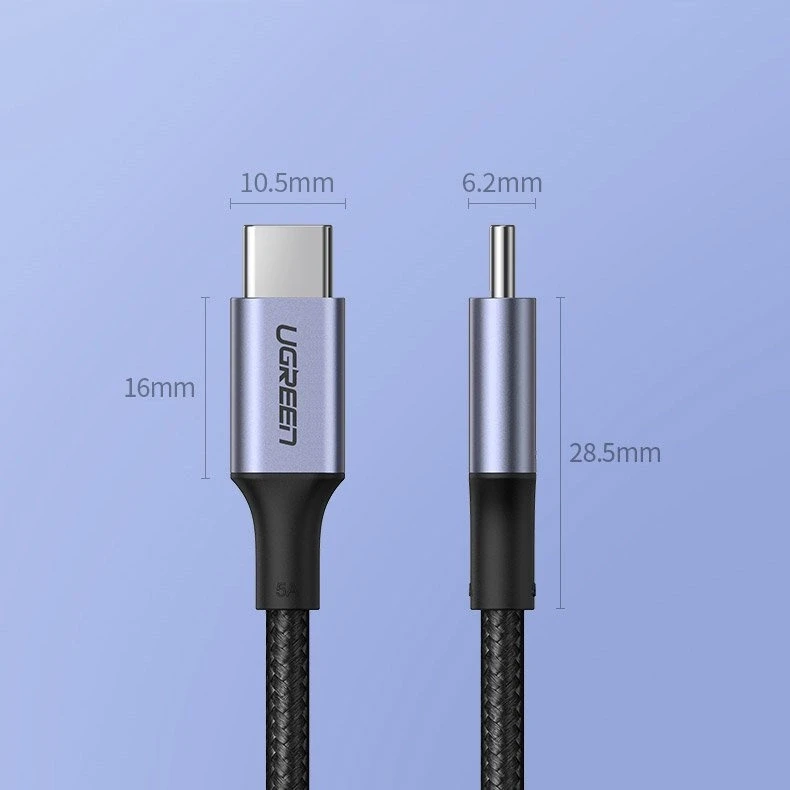 USB C į USB C laidas UGREEN US316, 100W, 2m - juodas