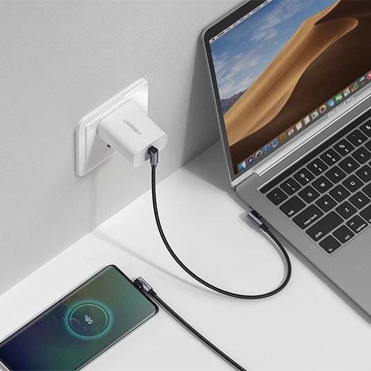 UGREEN US323 USB-C – USB-C kampinis laidas PD 3A 60W 1m