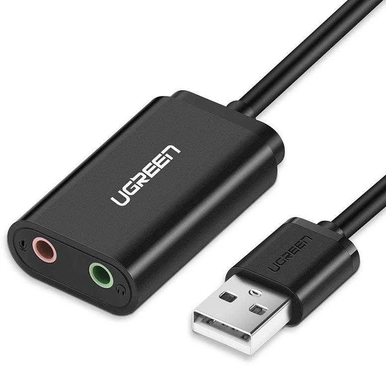 Išorinė USB garso plokštė UGREEN 15cm (juoda)