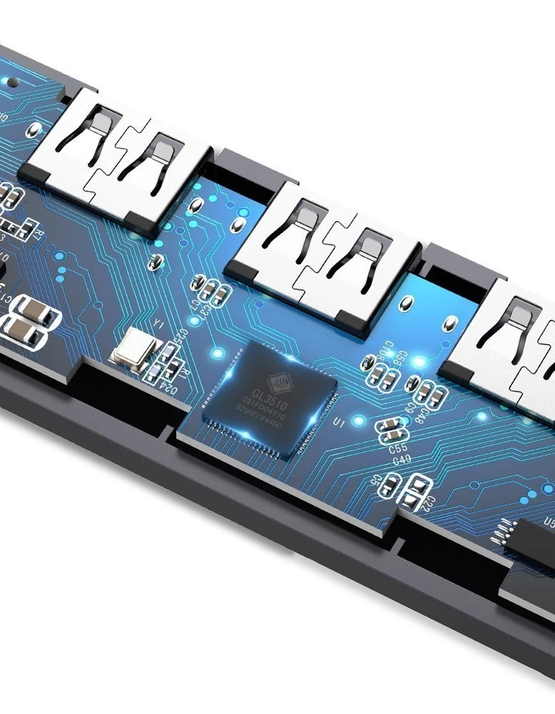4-in-1 adapteris UGREEN USB Hub prie 4x USB 3.0 + USB-C (pilka)