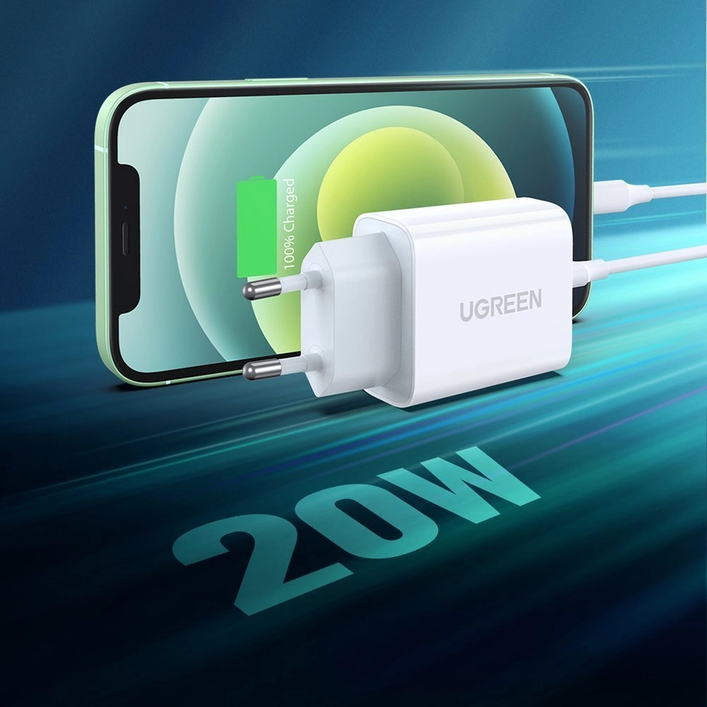 Ugreen USB charger Power Delivery 3.0 Quick Charge 4.0+ 20W 3A baltas (60450) - OUTLET