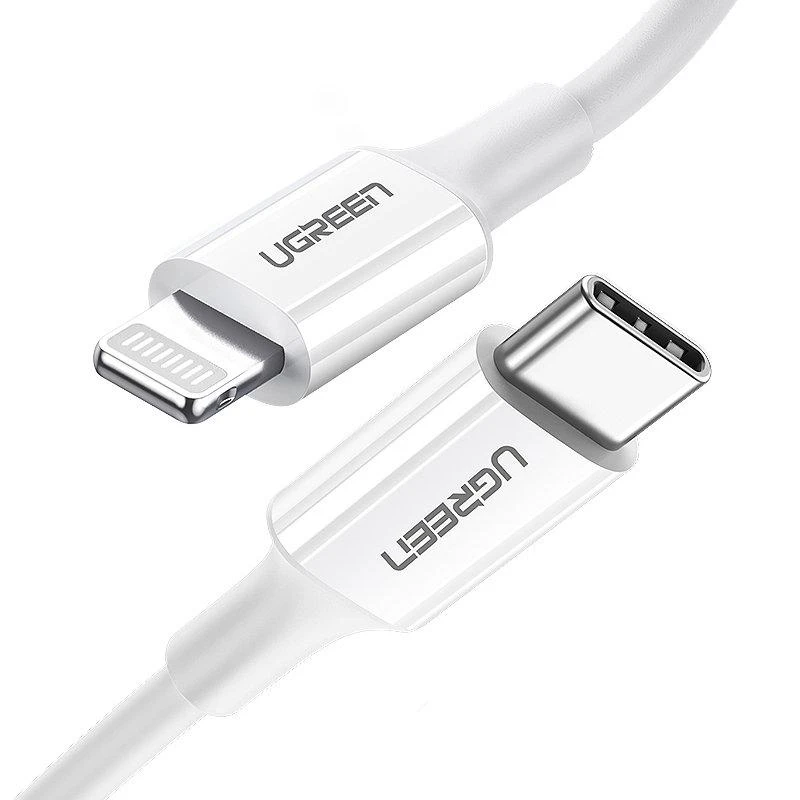 USB-C prie Lightning kabelis UGREEN US171, 3A, 0,25 m (baltas)