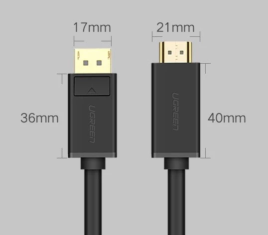 Kabelis Ugreen DP101 DisplayPort to HDMI 2.0m juodas