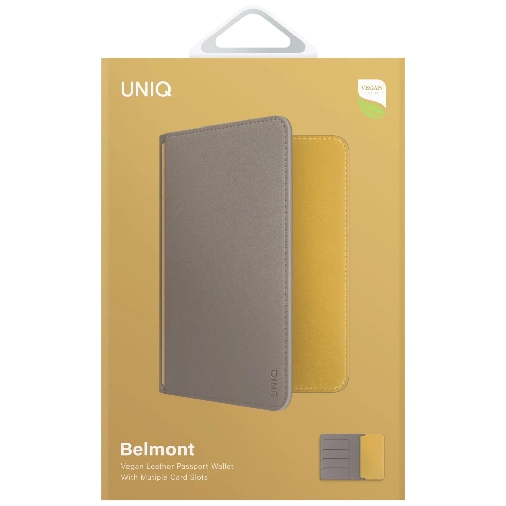 Passport Dėklas UNIQ Belmont RFID pilkos spalvos geltonos spalvos