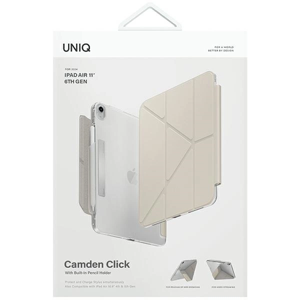 UNIQ Camden Click iPad Air 11″ (2024) dėklas smėlio/dramblio kaulo spalvos