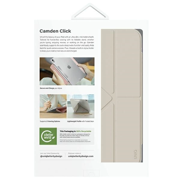 UNIQ Camden Click iPad Air 11″ (2024) dėklas smėlio/dramblio kaulo spalvos