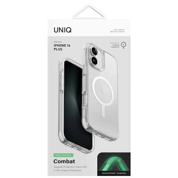 UNIQ dėklas Combat Luminous Apple iPhone 16 Pro 6.3" Magclick Charging baltos spalvos