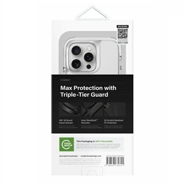 UNIQ dėklas Combat Luminous Apple iPhone 16 Pro 6.3" Magclick Charging baltos spalvos