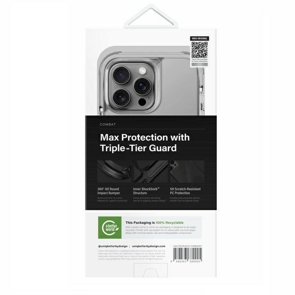 UNIQ dėklas Combat Apple iPhone 16 Pro Max 6.9" Magclick Charging pilkos spalvos