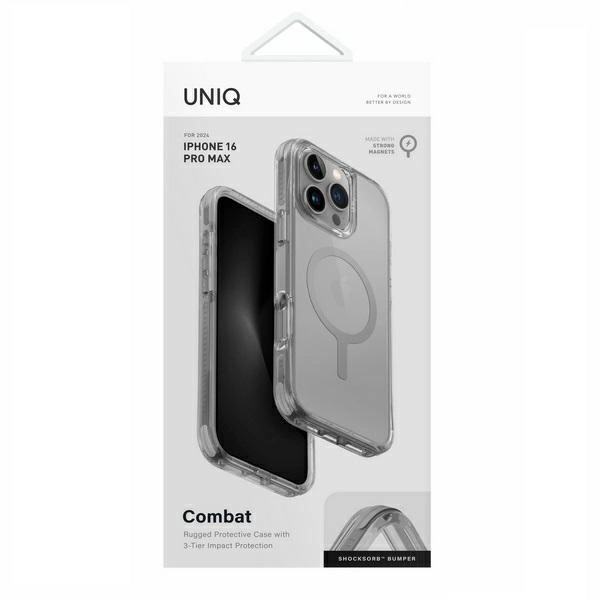 UNIQ dėklas Combat Apple iPhone 16 Pro Max 6.9" Magclick Charging pilkos spalvos