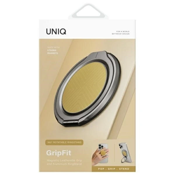 UNIQ Gripfit 360 magnetinis laikiklis ir atramėlė, geltonos spalvos