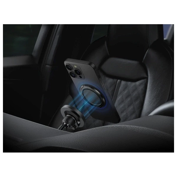 UNIQ Gripfit Premium 360 magnetinis laikiklis ir atramėlė; magnetinis laikiklis anglies pluošto juodos spalvos