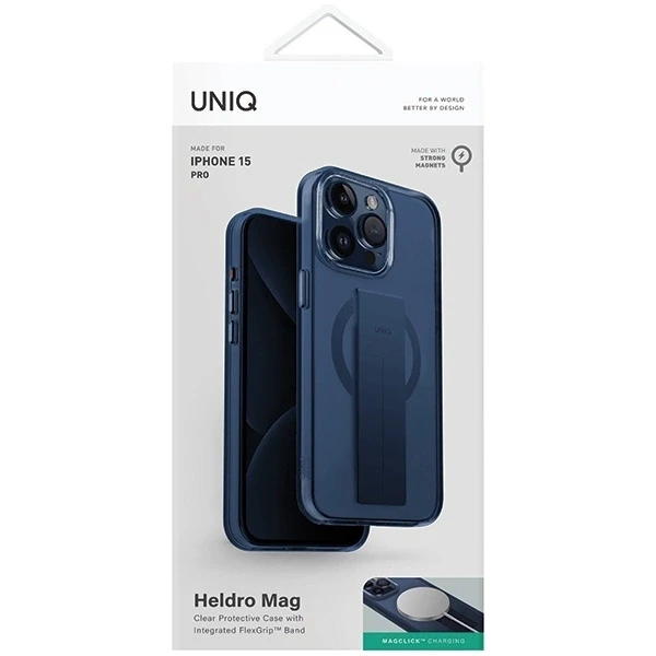UNIQ Heldro Mag Apple iPhone 15 Pro 6.1″ Magclick Charging dėklas mėlynas ultramarine deep mėlynas