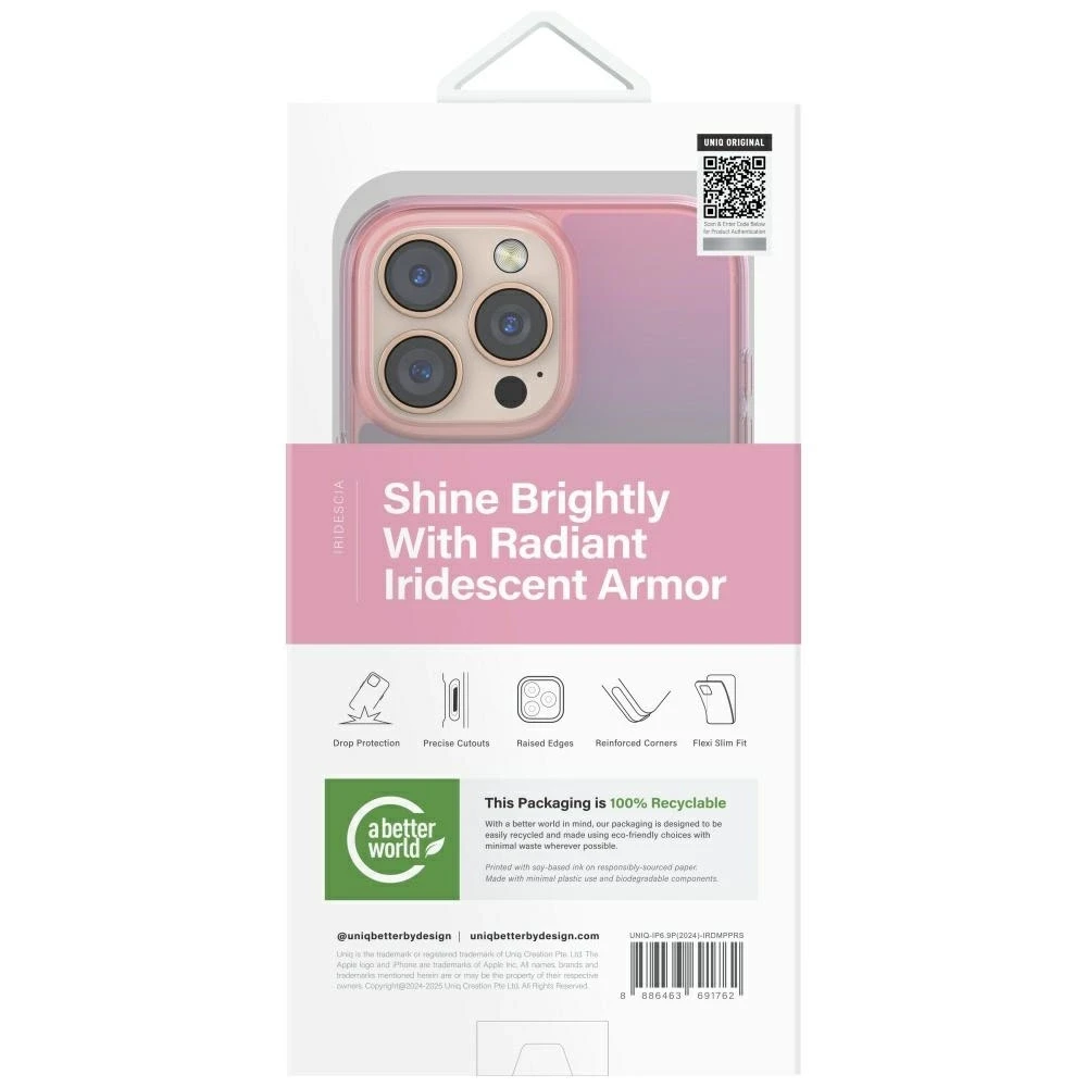 Dėklas Uniq Iridescia Magclick Charging Case for iPhone 16 Pro Max - Rožinė