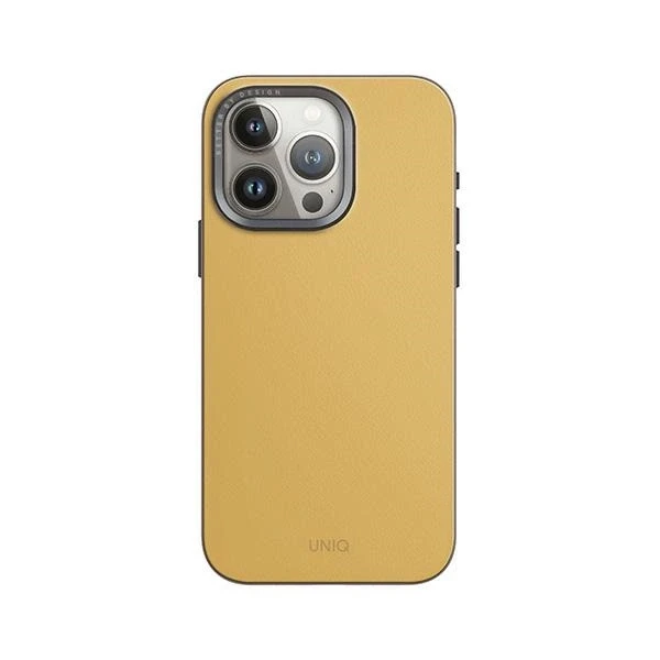 UNIQ Lyden DS Apple iPhone 15 Pro Max 6.7″ Magclick Charging dėklas yellow-pilkos spalvos canary yellow-flint pilkos spalvos