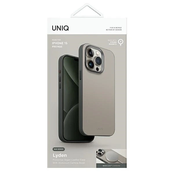 UNIQ Lyden DS Apple iPhone 15 Pro Max 6.7″ Magclick Charging dėklas beige-žalias ivory-lichen žalias