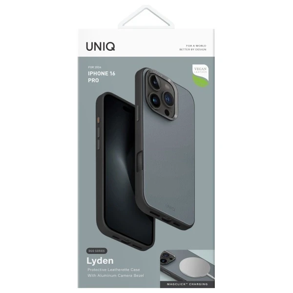 UNIQ dėklas Lyden DS Apple iPhone 16 Pro 6.3″ Magclick Charging washed mėlynas-juodos spalvos