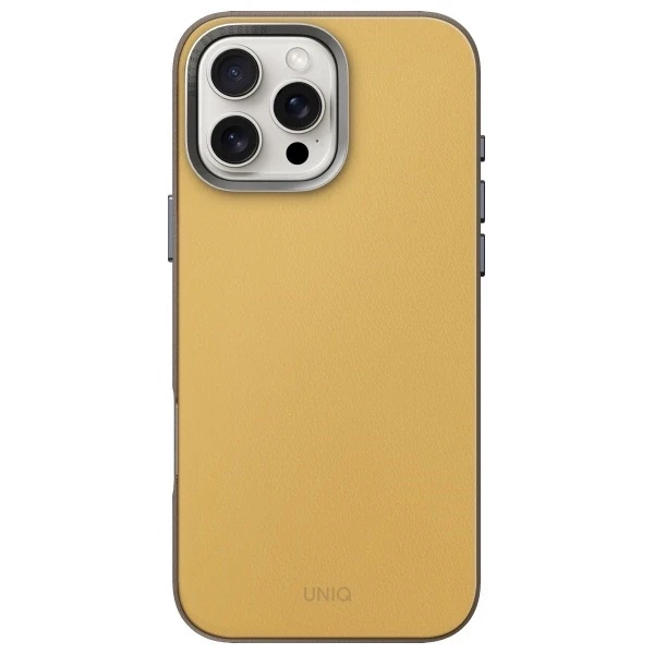 UNIQ dėklas Lyden DS Apple iPhone 16 Pro Max 6.9″ Magclick Charging yellow-pilkos spalvos