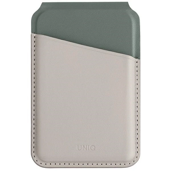 Dėklas UNIQ Lyden DS magnetic wallet RFIDi phone stand beige-žalios spalvos/ivory-lichen žalios spalvos