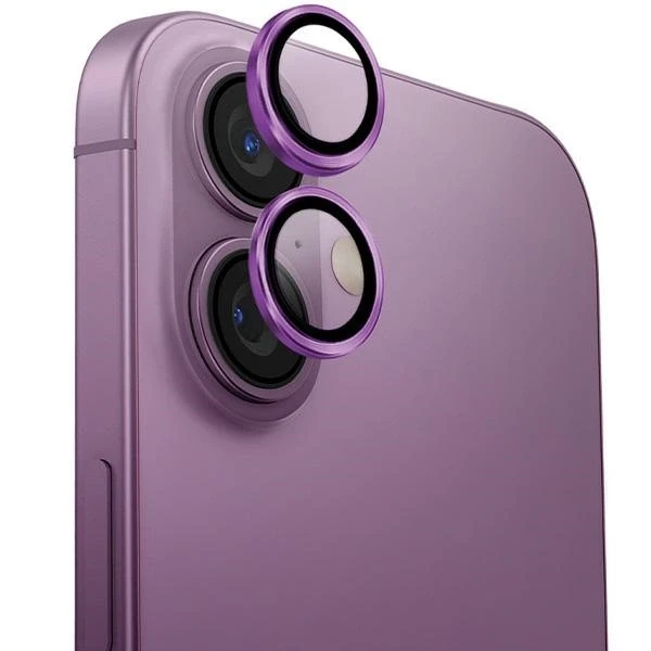 UNIQ Optix Aliuminio Camera Lens Protector Apple iPhone 16 6.1″ /16 Plus 6.7″ grape rožinės spalvos szkło na objektyvas