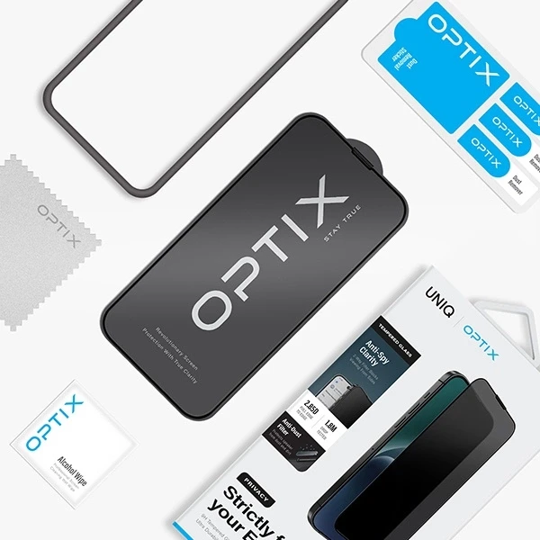 UNIQ Optix Privacy Apple iPhone 15 Pro Max 6.7″ Privacy Apsauginis stiklas su aplikatoriumi