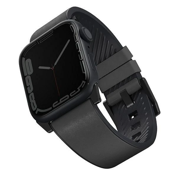 Uniq Straden Apple Watch Series 4 / 5 / 6 / 7 / SE 42 / 44 / 45mm dirželis.  Odinis hibridinis dirželis pilkas / pilkas | Varle.lt