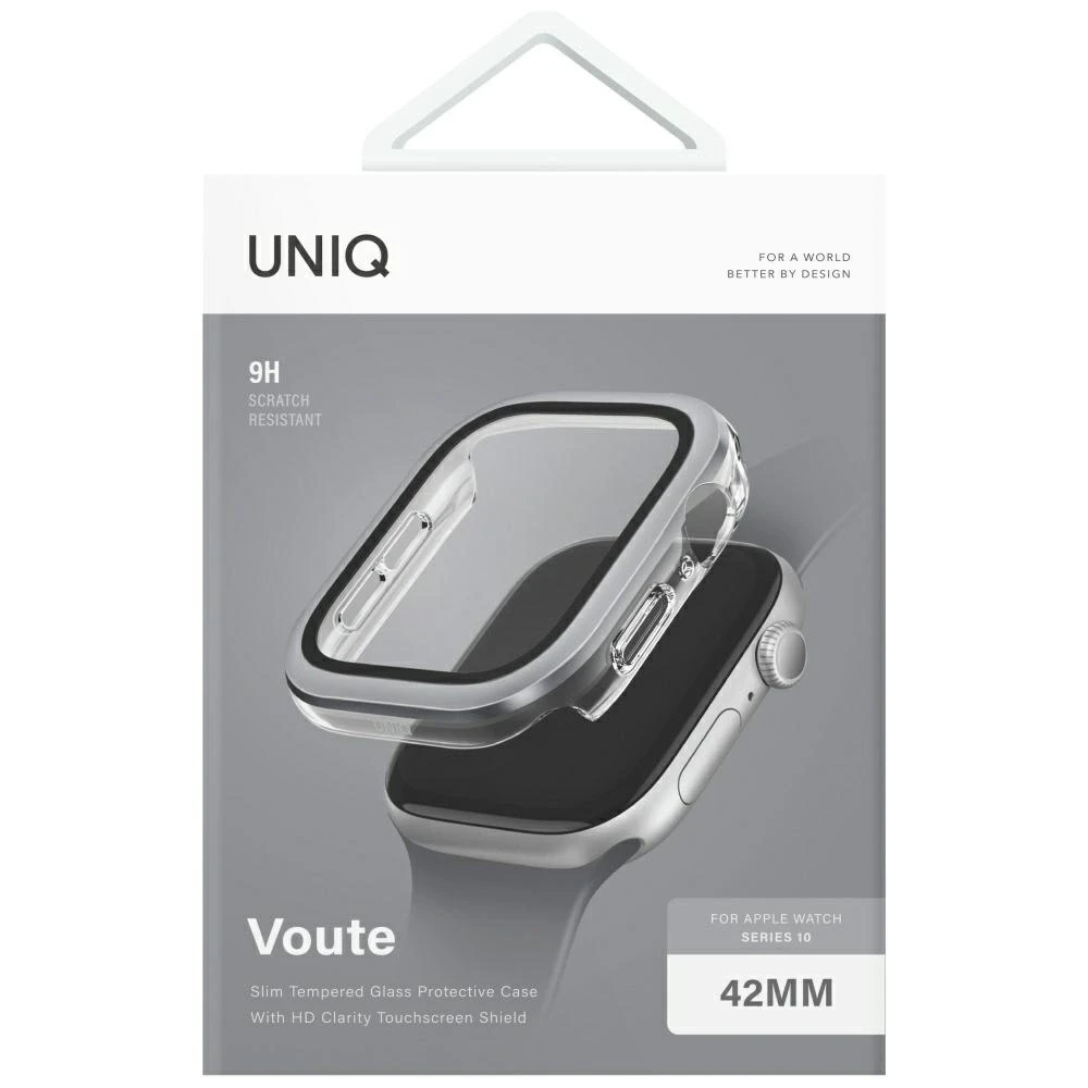 Dėklas UNIQ Voute for Apple Watch Series 10 / 11 42mm tempered glass sidabrinis