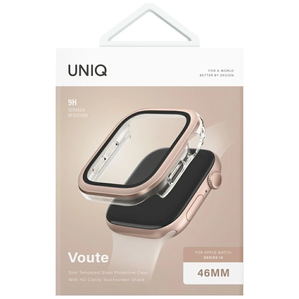 Dėklas UNIQ Voute for Apple Watch Series 10 / 11 46mm tempered glass rose auksinis