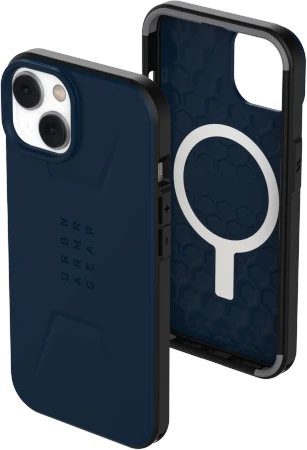 UAG Urban Armor Gear dėklas CIVILIAN, suderinamas su „MagSafe“, skirtas IPHONE 14 Plus, tamsiai mėlynas
