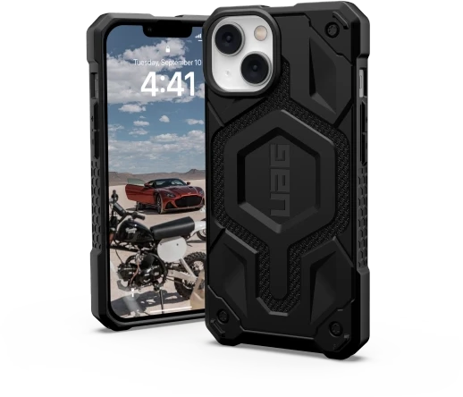 UAG Urban Armor Gear dėklas MONARCH, skirtas IPHONE 14 Plus, juodas, kevlarinis
