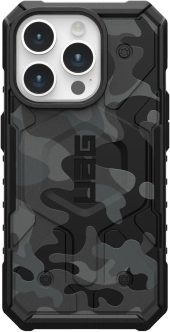 UAG Urban Armor Gear dėklas PATHFINDER, suderinamas su „Magsafe“, skirtas IPHONE 15 Pro, vidurnakčio kamufliažas