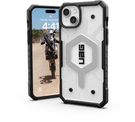 Dėklas Urban Armor Gear „UAG Pathfinder Magsafe“, skirtas „iPhone 15 Plus“ (ledo spalvos)