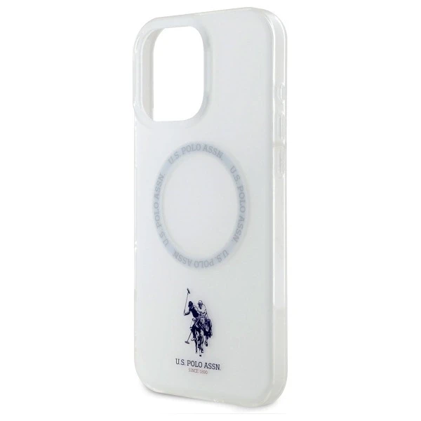 Us Polo Assn US Polo IML Ring MagSafe Apple iPhone 16 Pro Max - dėklas telefonui baltos spalvos