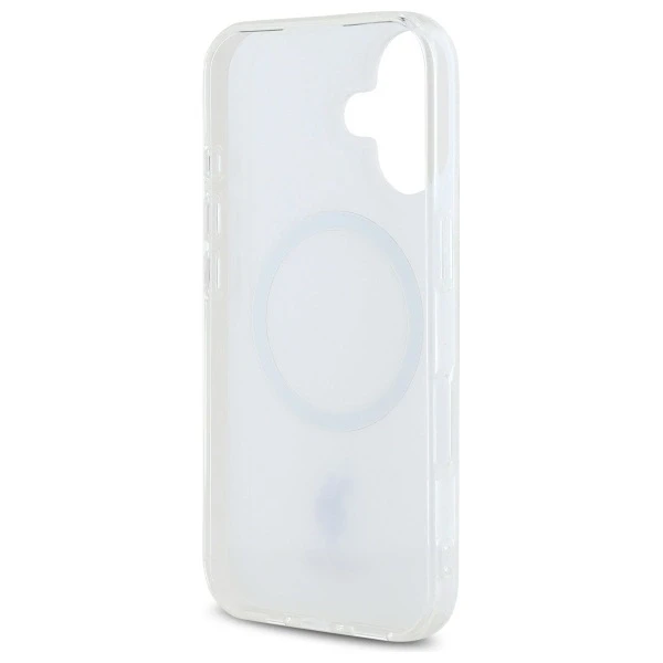 Dėklas „Us Polo Assn US Polo“ USHMP16SHOCLDPW „Apple iPhone 16 6.1“ baltos spalvos IML Ring MagSafe