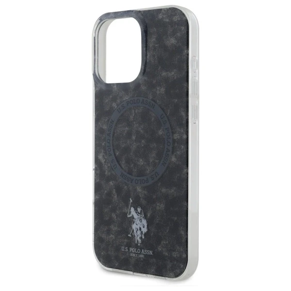 Dėklas Us Polo Assn US Polo USHMP16LHOCLDPK Apple iPhone 16 Pro 6.3″ juodos spalvos IML Ring MagSafe