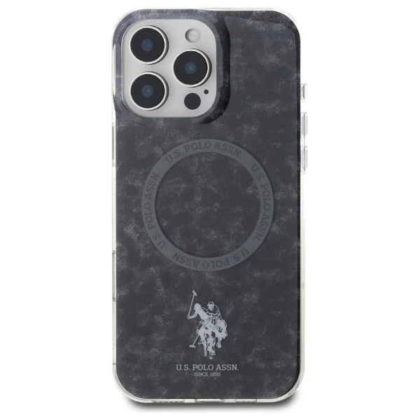 Dėklas Us Polo Assn US Polo USHMP16LHOCLDPK Apple iPhone 16 Pro 6.3″ juodos spalvos IML Ring MagSafe