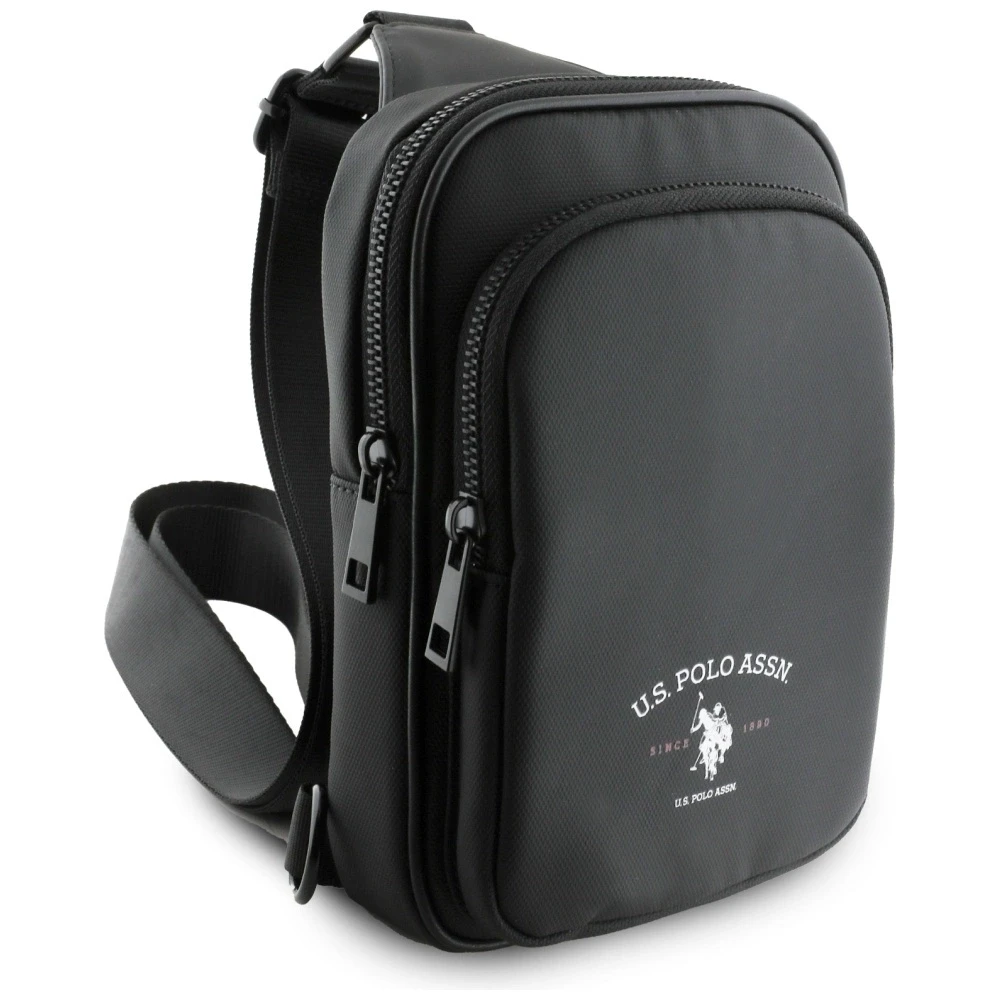 Us Polo Assn Krepšys telefonui US Polo Petit Pique Crossbody Arch juodos spalvos