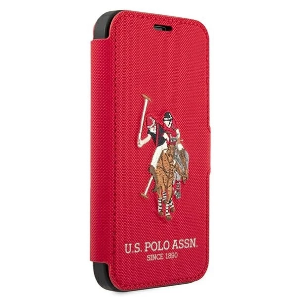Us Polo Assn US Polo USFLBKP12SPUGFLRE Apple iPhone 12 mini 5,4" telefono dėklas raudonos spalvos book Polo Embroidery Collection